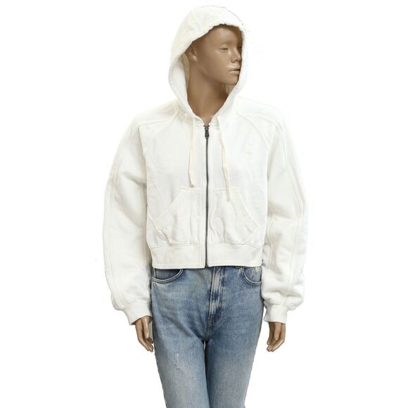 Free People FP Movement Side Line Zip Hoodie Jacket Top Ribbed White XS 281989 - Picture 5 of 10